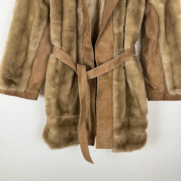 Vintage 70’s Lilli Ann London Leathers Faux Fur Coat With Genuine Leather Trim - Picture 9 of 9